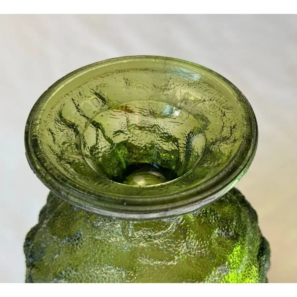 Vintage EO Brody Co Green Crinkle Glass Pedestal Vase/Cleveland Ohio
